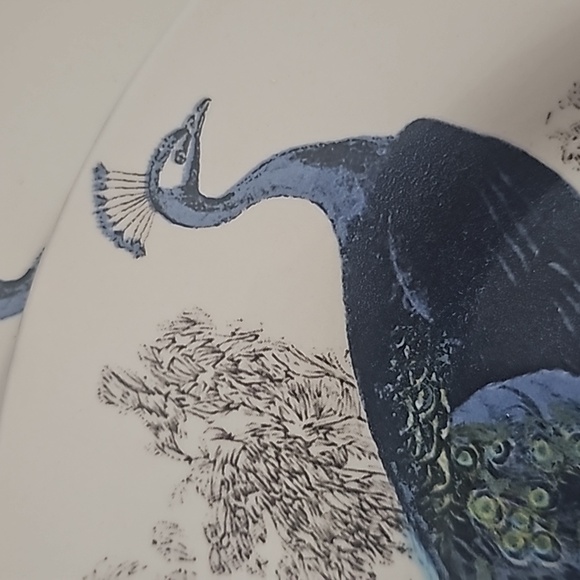 2 CARLY DODSLEY PEACOCK GARDEN CHOP PLATES 9' AND 11' MADE IN ENGLAND - Picture 4 of 9